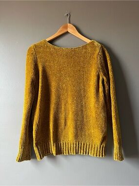 LOFT Ribbed Chenille Sweater in Mustard Gold
